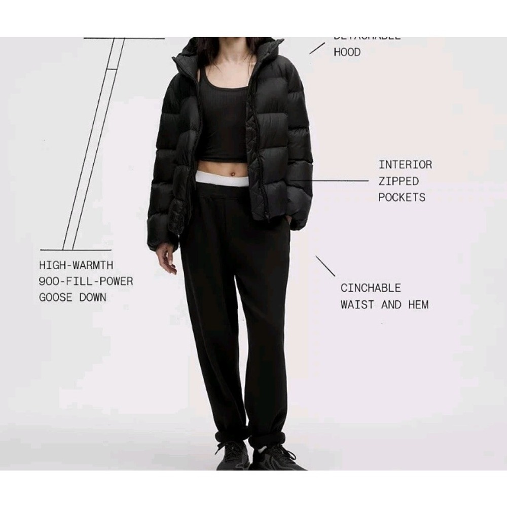 448$ Lululemon Featherweight 900Down-Fill Puffer Jacket Size L-Color Black-BNWT. - Picture 4 of 16